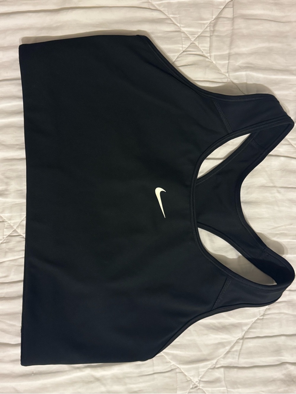 Nike Black Athletic Sports Bra with White Swoosh Accent